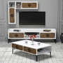 Hanah Home Samba Conjunto de Muebles de Salón - Blanco y Nogal